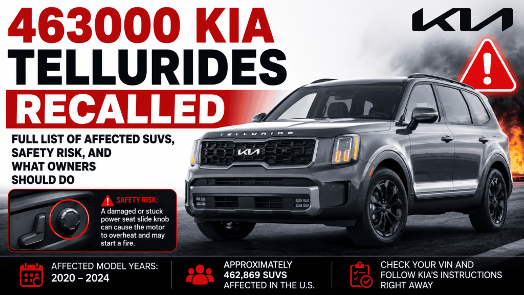 463000 Kia Tellurides Recalled | Full List of Affected SUVs, Safety Risk, and What Owners Should Do