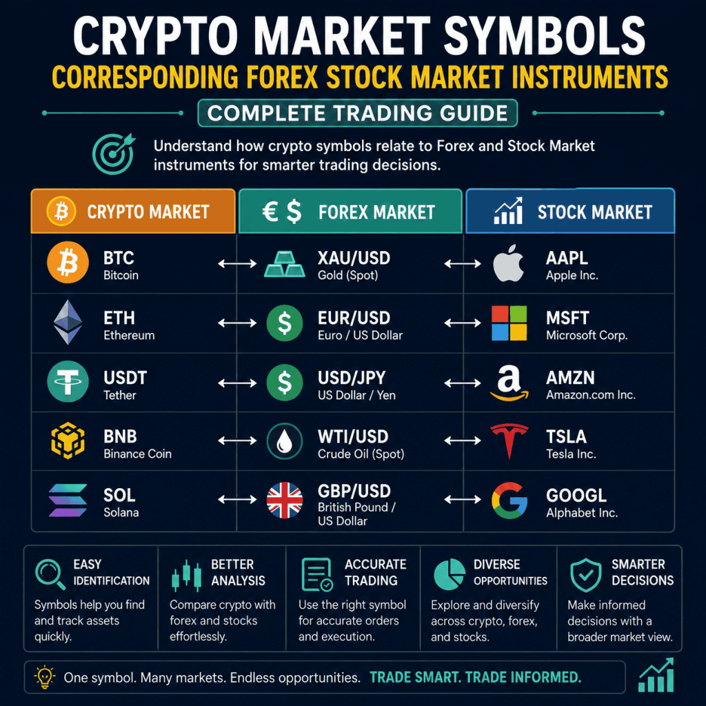 Crypto Market Symbols Corresponding Forex Stock Market Instruments