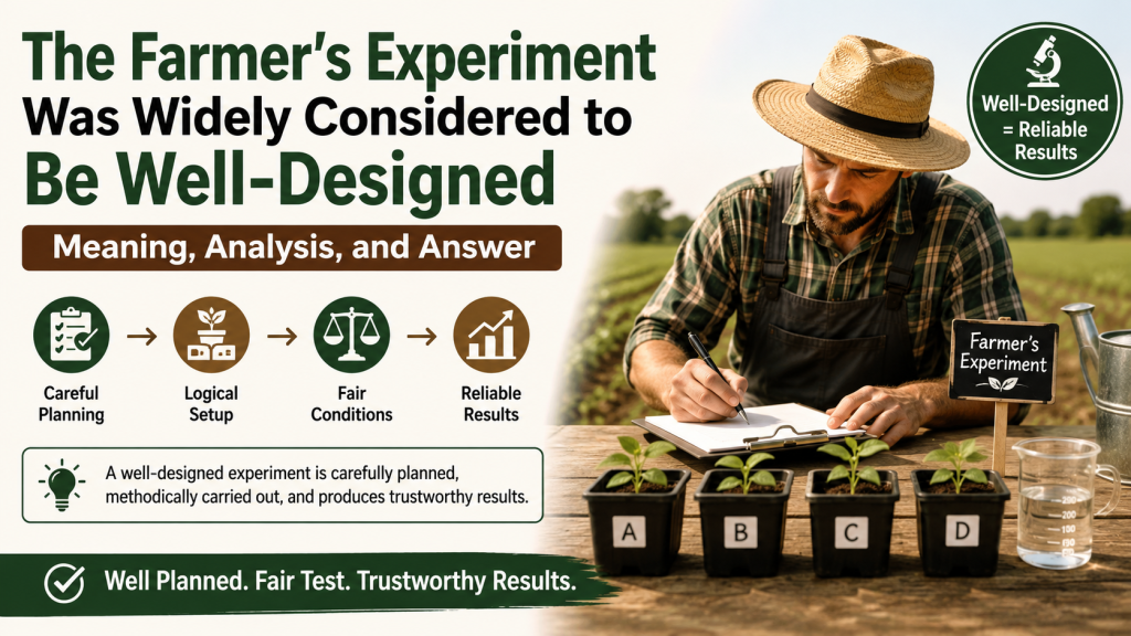 The Farmer's Experiment Was Widely Considered to Be Well-Designed
