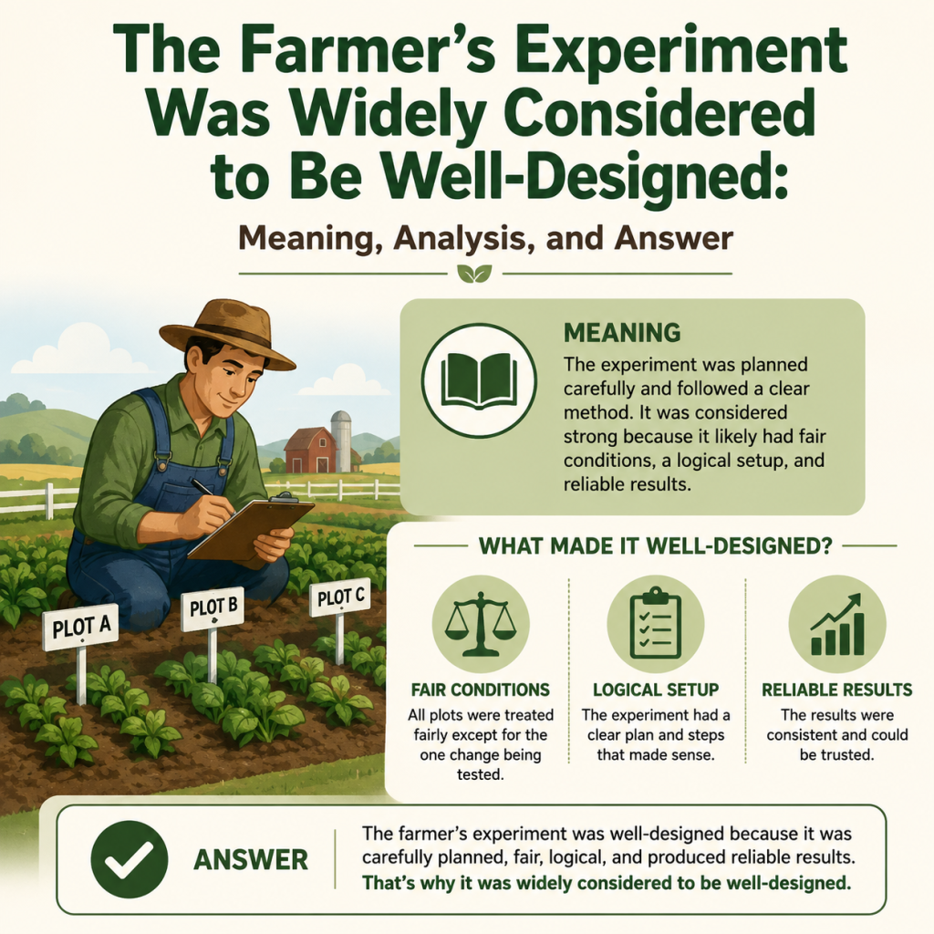 The Farmer's Experiment Was Widely Considered to Be Well-Designed