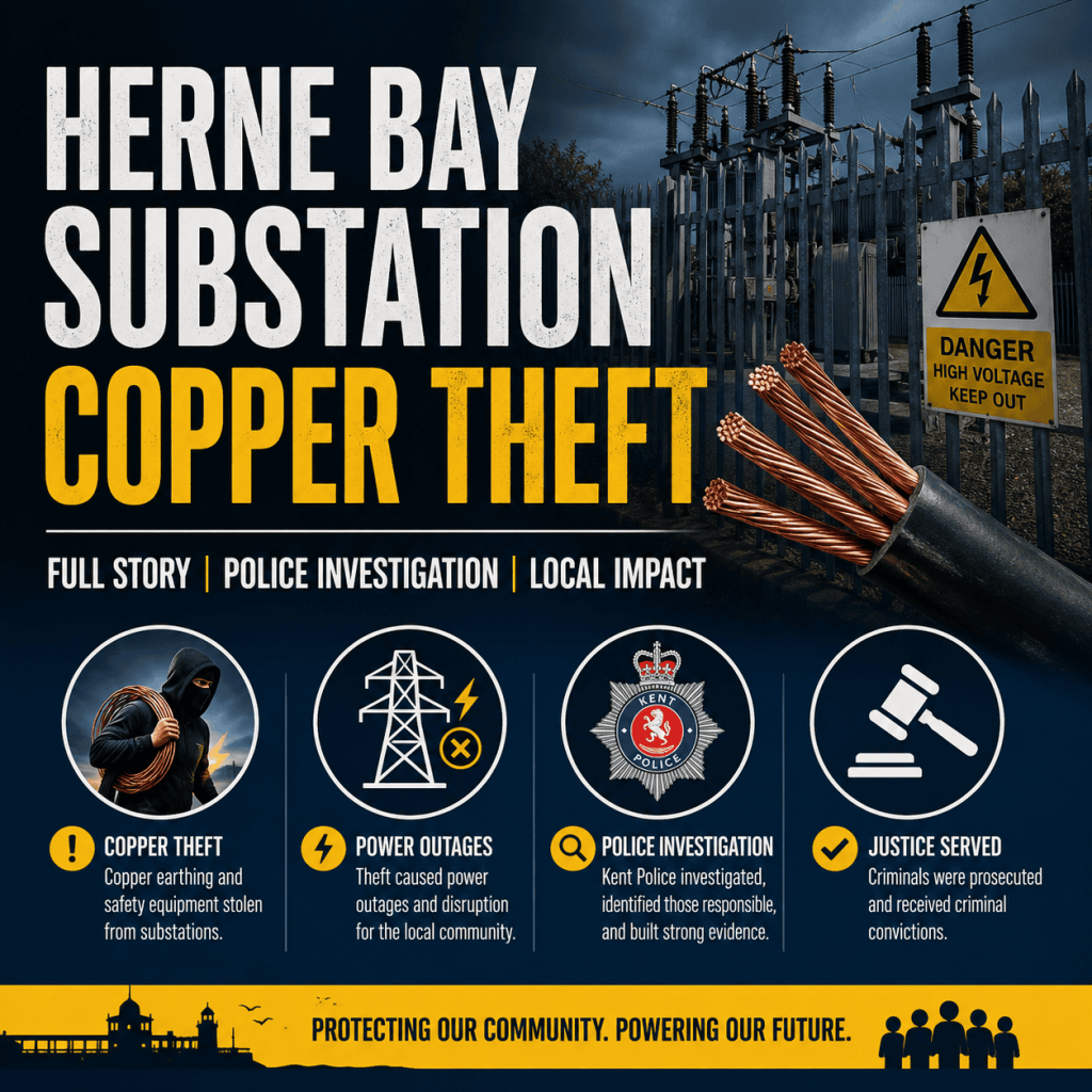 Herne Bay Substation Copper Theft | Full Story, Police Investigation, and Local Impact